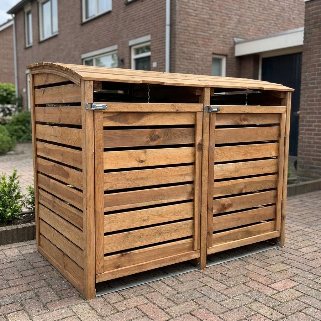 Dubbele Container Ombouw Bruin Geïmpregneerd Grenen Hout