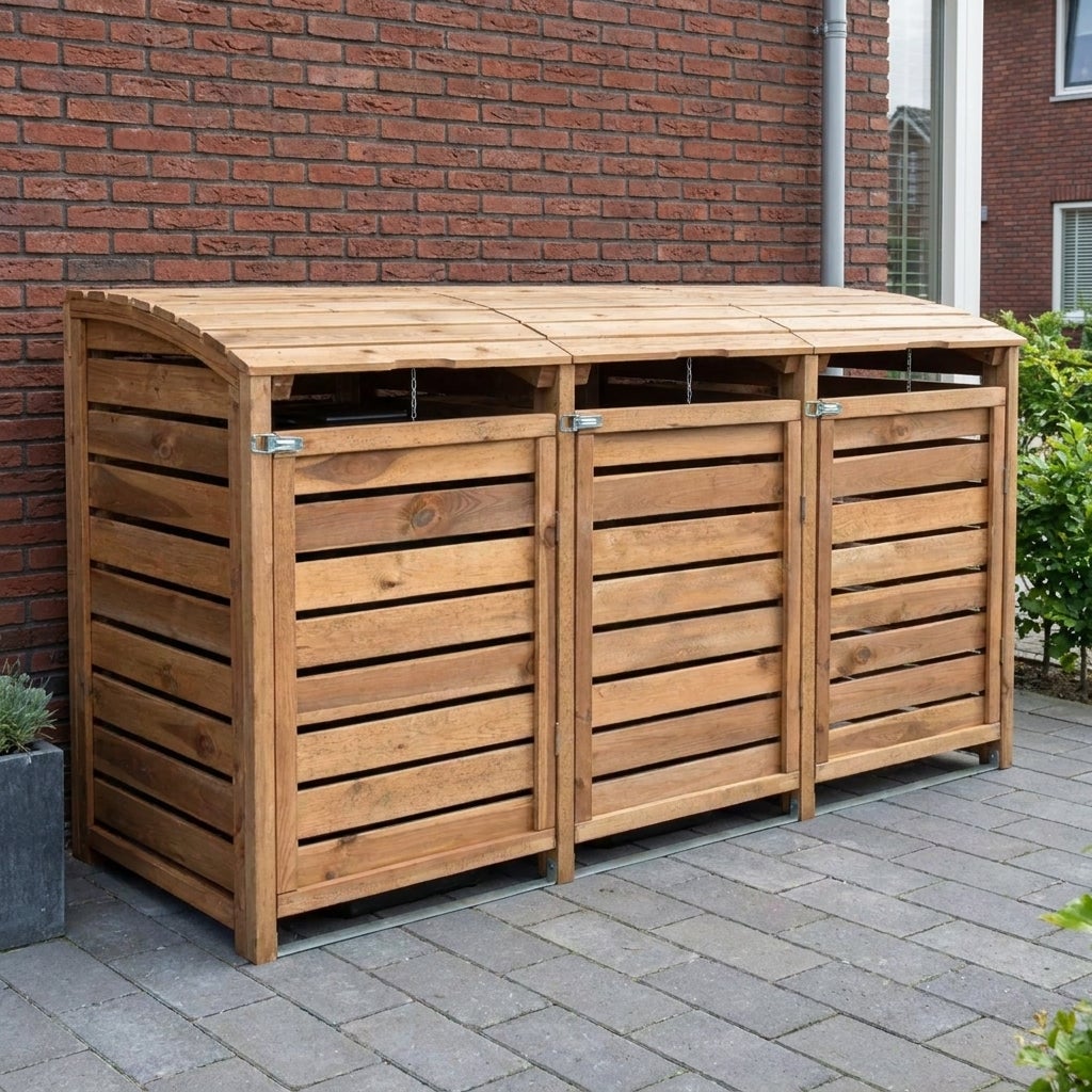 Driedubbele Container Ombouw Bruine Geïmpregneerd Grenen Hout 