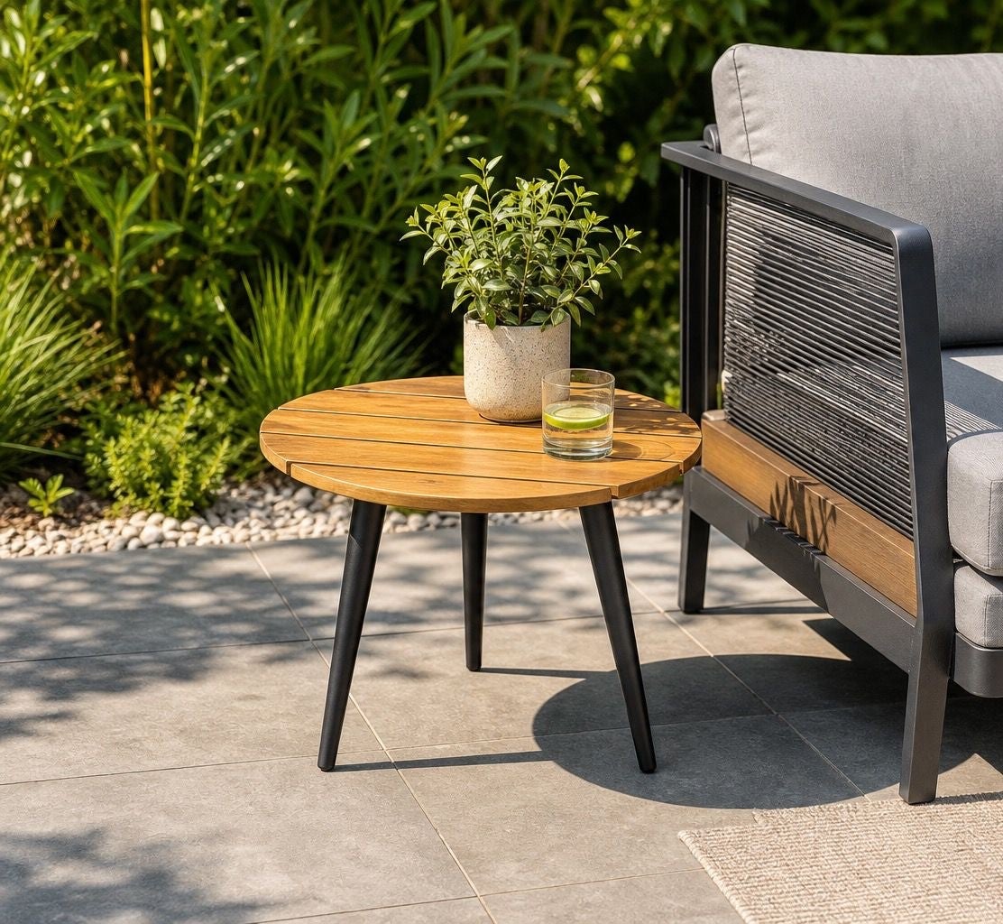 Bijzettafel Charlie 50cm Acacia Hardhout Stalen Poten