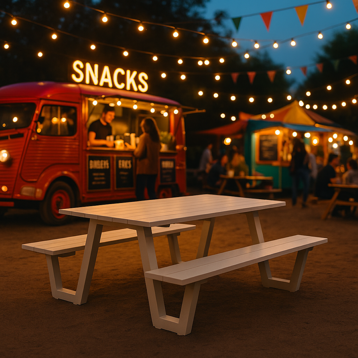 London Aluminium Picknicktafel 180cm Khaki Lichtgrijs