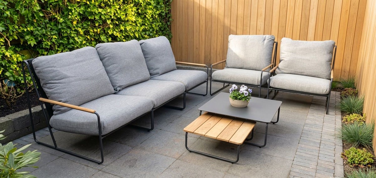 Portofino Loungeset Antraciet Teak Aluminium - 7-delige set