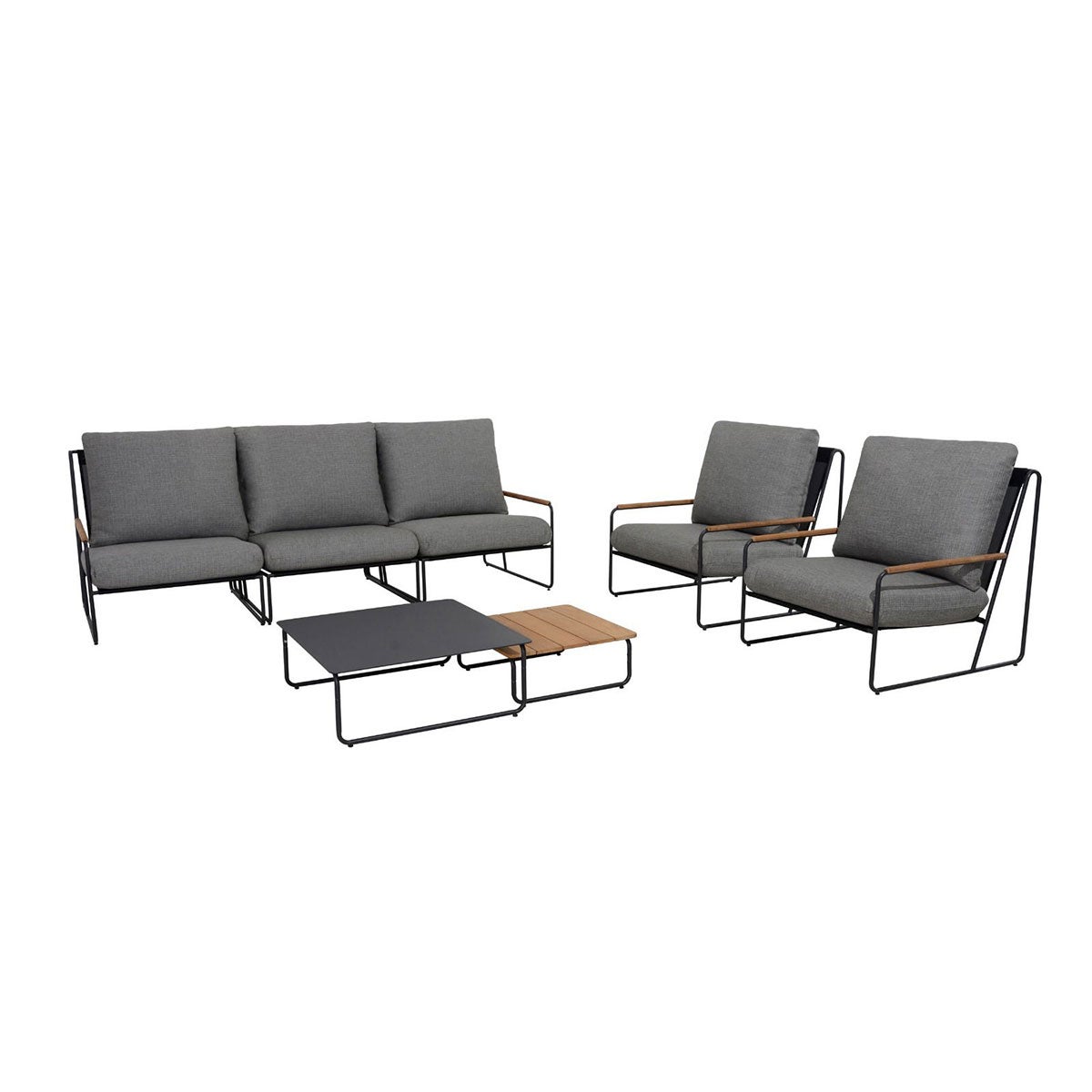 Portofino Loungeset Antraciet Teak Aluminium - 7-delige set
