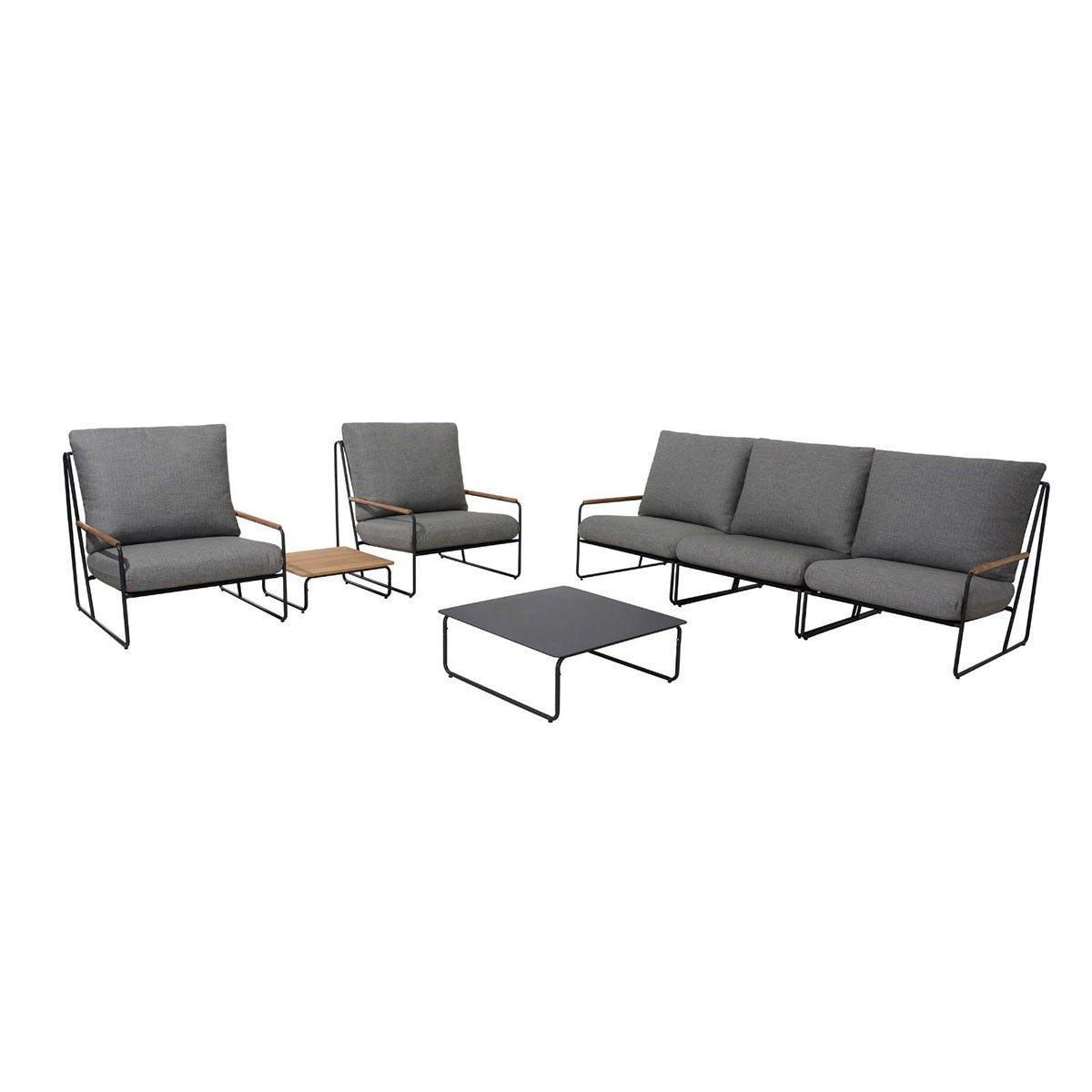 Portofino Loungeset Antraciet Teak Aluminium - 7-delige set