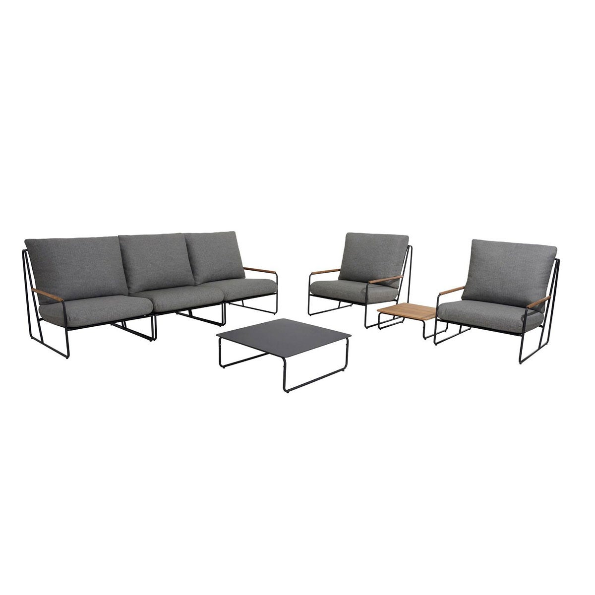 Portofino Loungeset Antraciet Teak Aluminium - 7-delige set