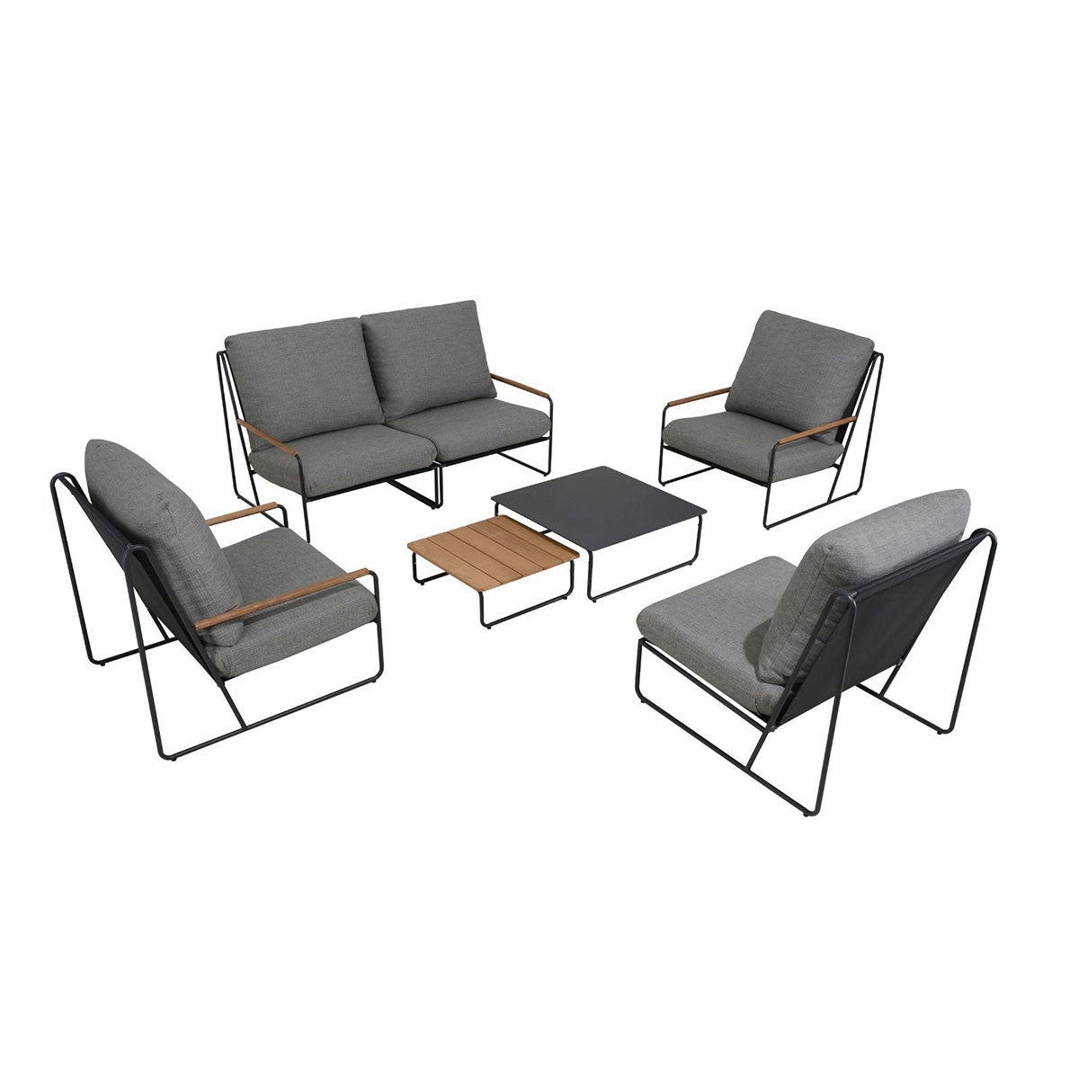 Portofino Loungeset Antraciet Teak Aluminium - 7-delige set