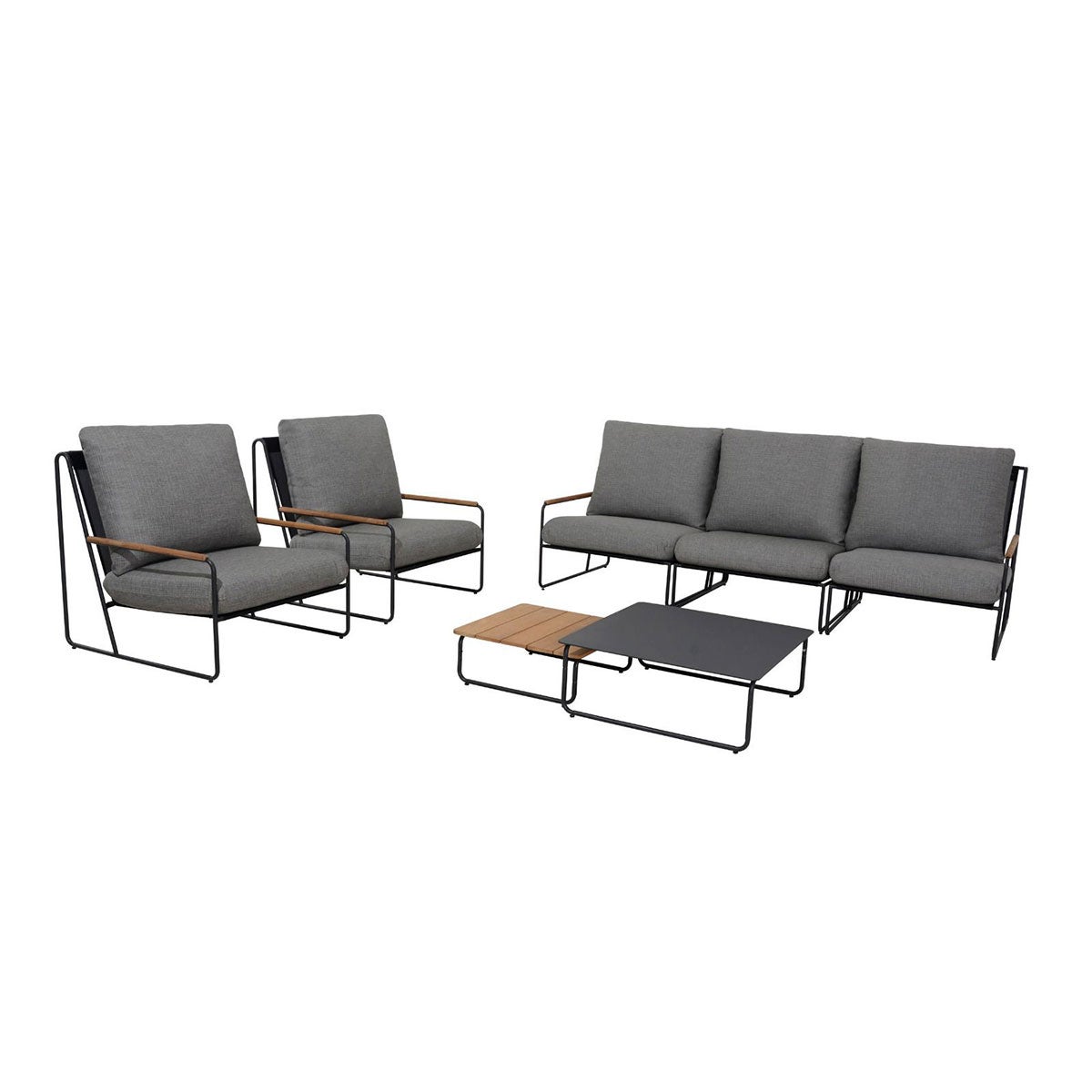 Portofino Loungeset Antraciet Teak Aluminium - 7-delige set