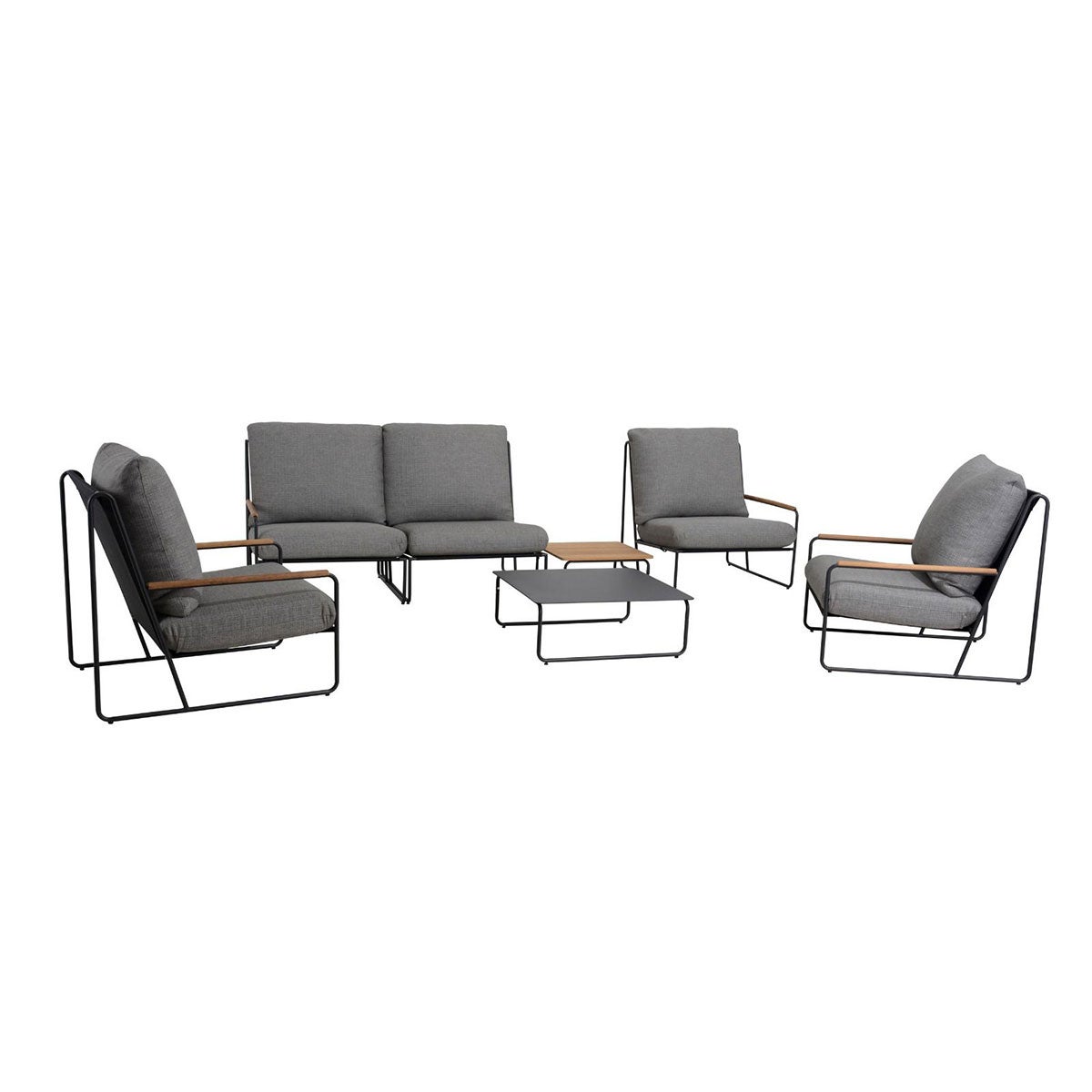 Portofino Loungeset Antraciet Teak Aluminium - 7-delige set