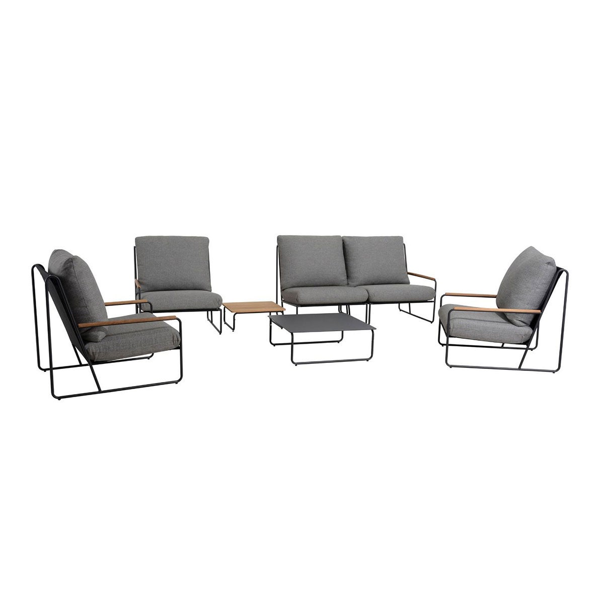 Portofino Loungeset Antraciet Teak Aluminium - 7-delige set