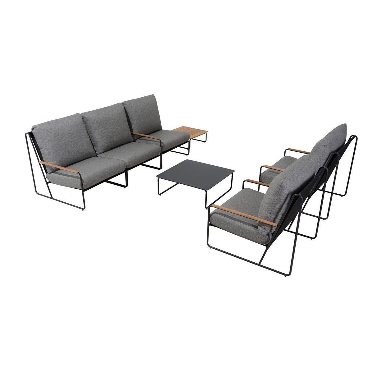 Portofino Loungeset Antraciet Teak Aluminium - 7-delige set
