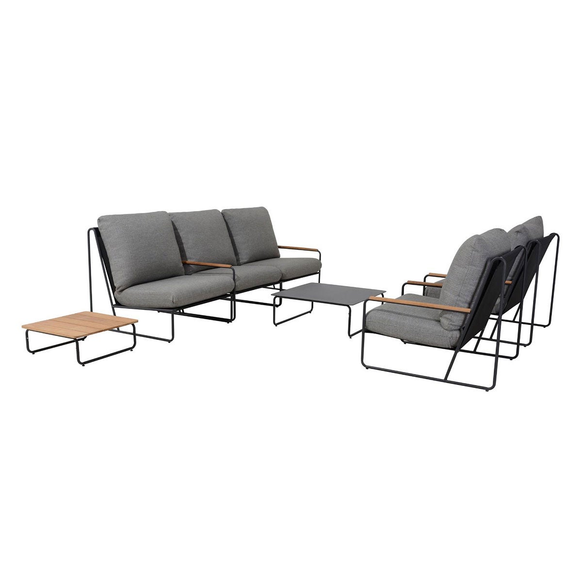 Portofino Loungeset Antraciet Teak Aluminium - 7-delige set