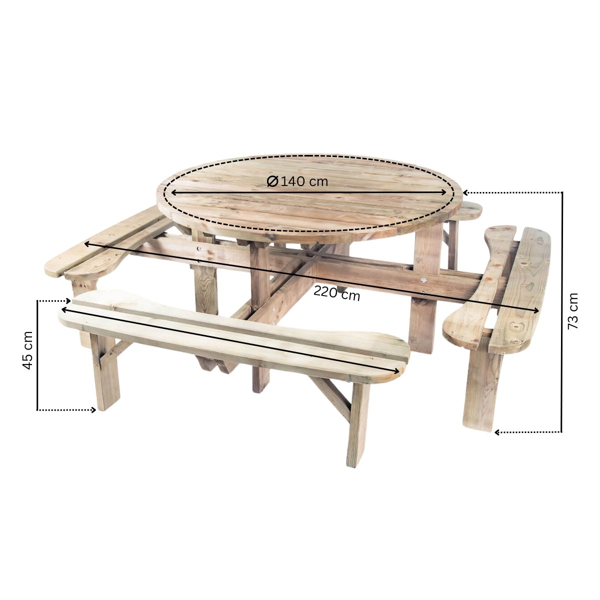 Picknicktafel Rond Villach 140 cm