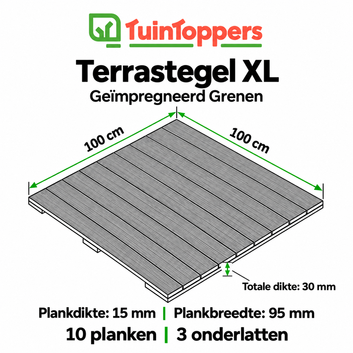 Terrastegel XL Geïmpregneerd Grenenhout 100 x 100 cm