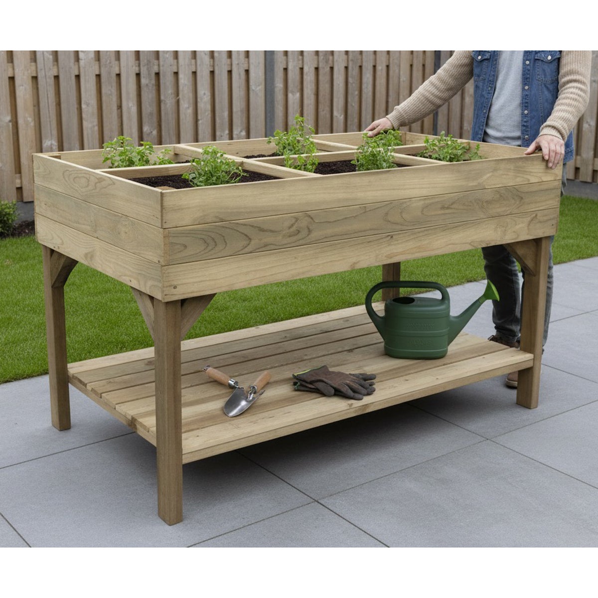 Verhoogde Moestuinbak met Worteldoek Grenen 150 x 80 cm