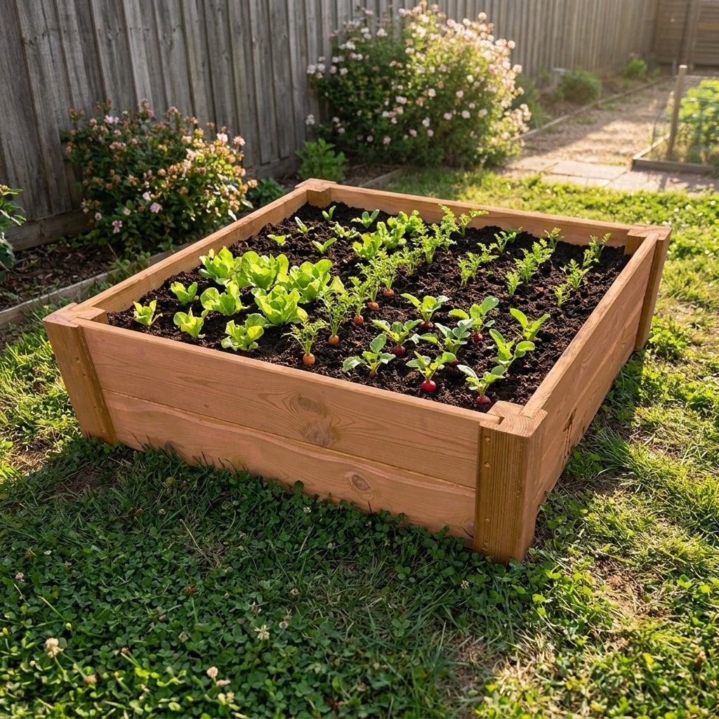 Moestuinbed Bruin met Hoekpalen en Worteldoek Geïmpregneerd 120 x 120 x 27 cm