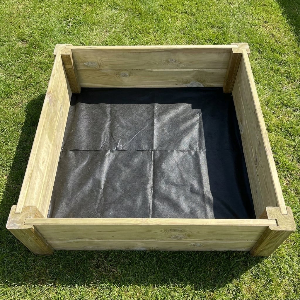 Moestuinbed met Hoekpalen en Worteldoek Geïmpregneerd 120 x 120 x 27 cm