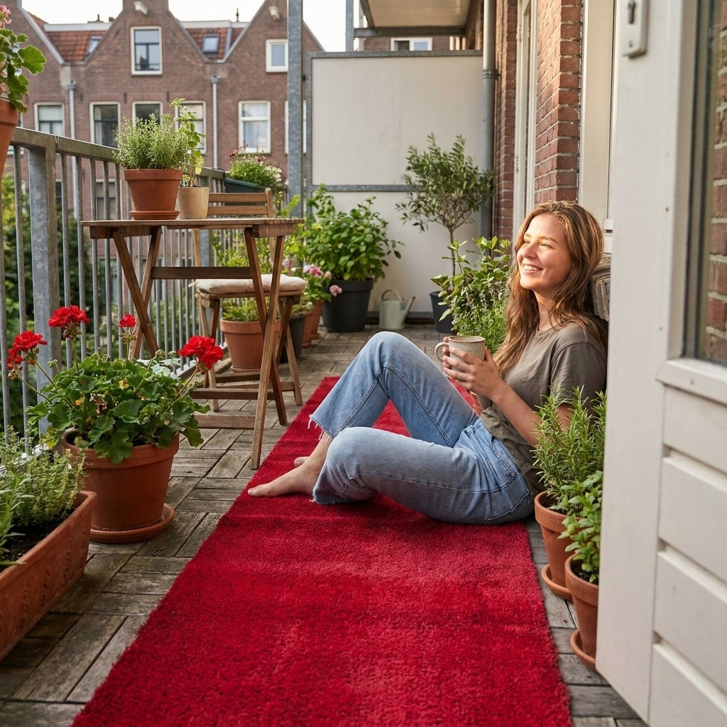 Kunstgras Rol 1 x 5 meter Rood - 10mm hoog
