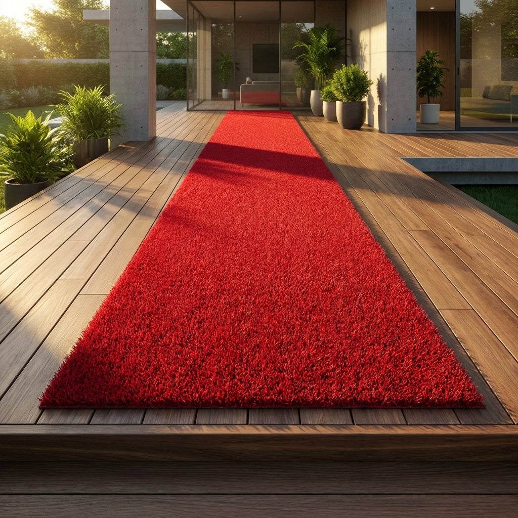 Kunstgras Rol 1 x 5 meter Rood - 10mm hoog