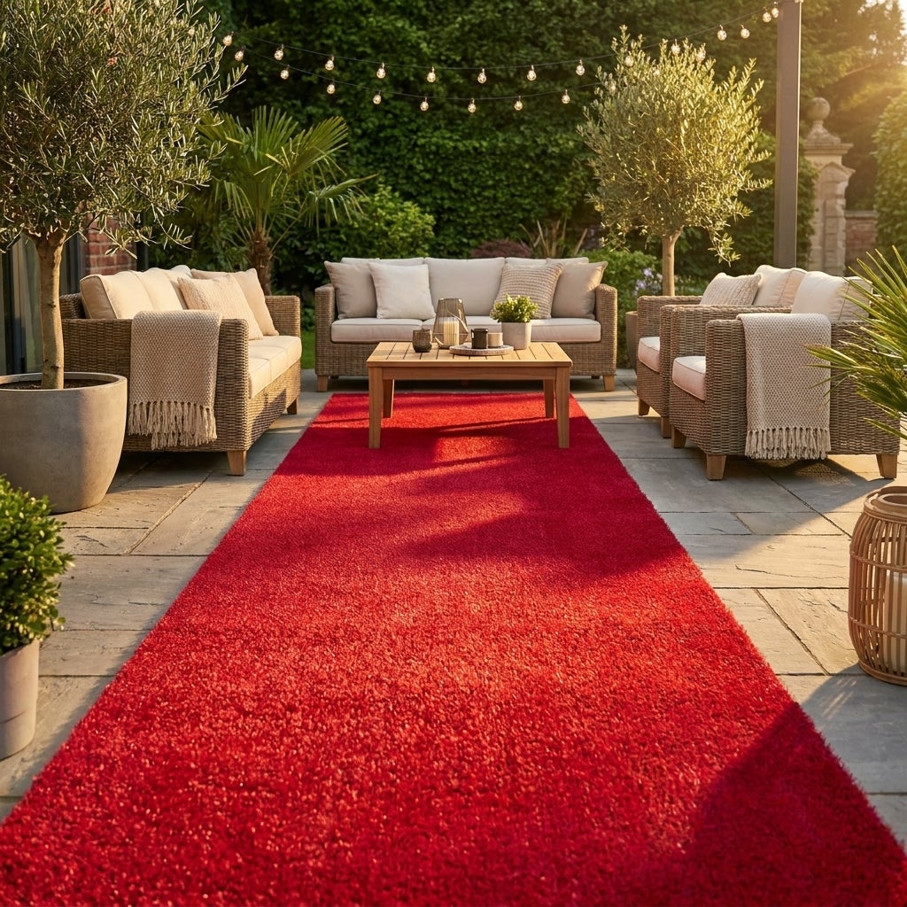 Kunstgras Rol 1 x 5 meter Rood - 10mm hoog