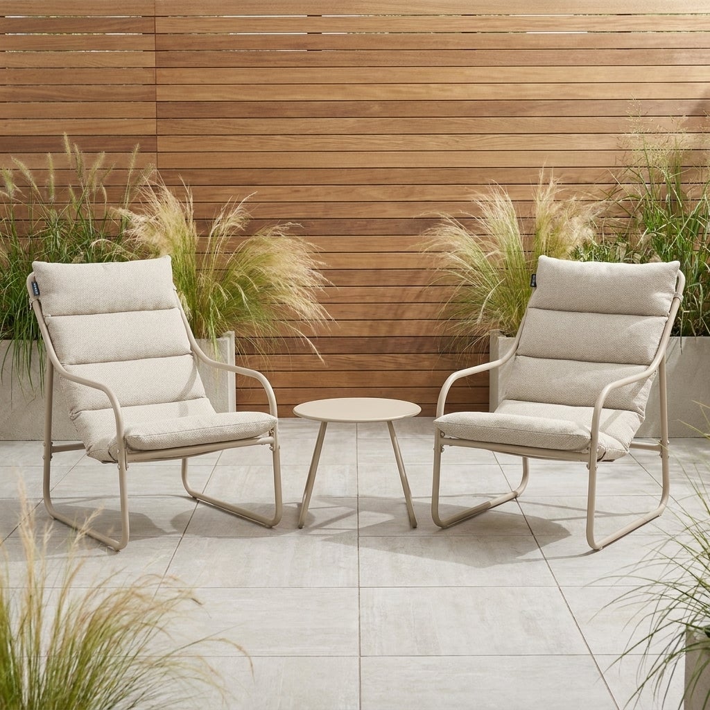 Tivoli Balcony Set 2 Stoelen met Tafel en Kussens Beige/Zand