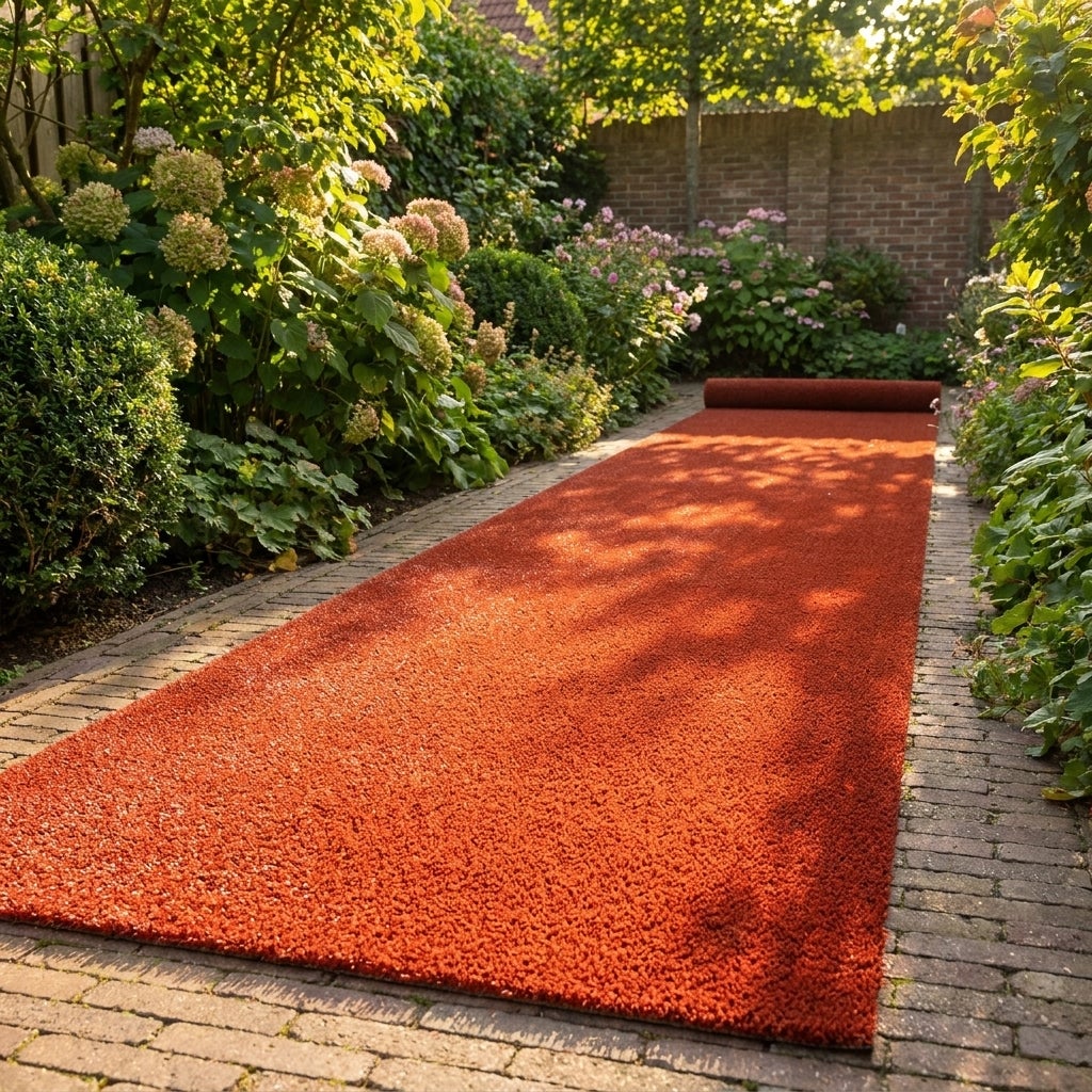 Kunstgras Rol 1 x 5 meter Terracotta Roest Oranje - 10mm hoog