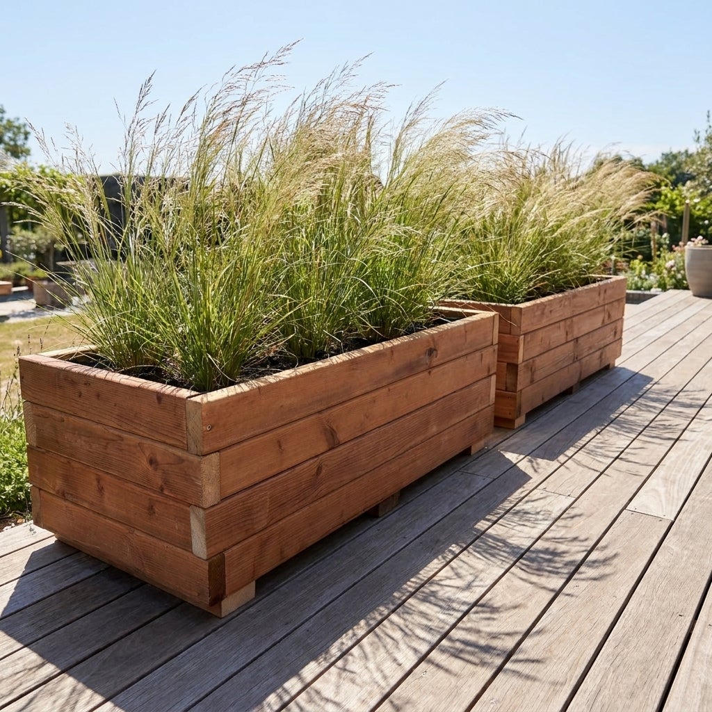 Plantenbak Gerecycled Hout met Worteldoek Bruin Grenen 100x50cm