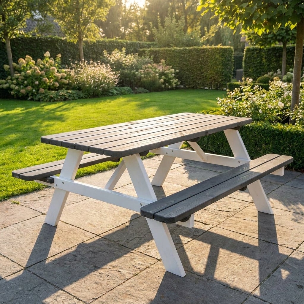 Picknicktafel Deluxe 180 x 70 cm - Grijs / Wit
