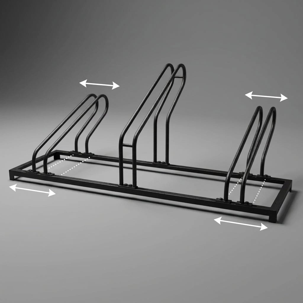 Fietsenrek Zwart Geschikt voor 3 Fietsen of Fatbikes - 118 x 37 x 35/44 cm Verstelbaar Rek