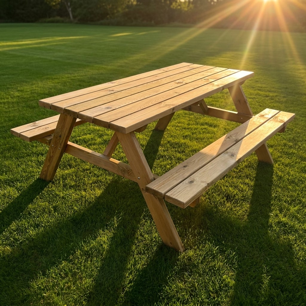 Picknicktafel 180cm Grenenhout Rechte Hoekplanken 6 Persoons