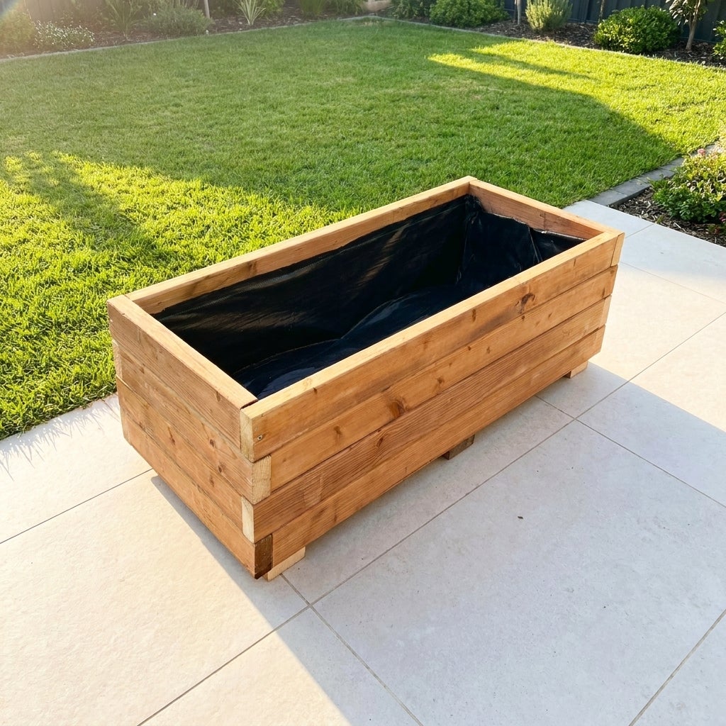 Plantenbak Gerecycled Hout met Worteldoek Bruin Grenen 100x50cm