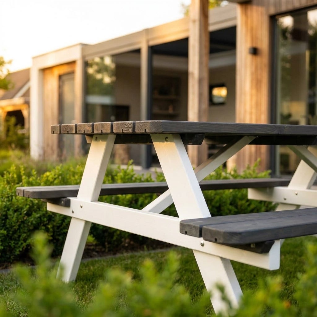 Picknicktafel Deluxe 180 x 70 cm - Grijs / Wit
