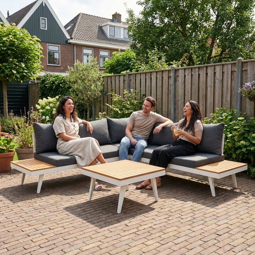 Costa Loungeset Wit Aluminium 4-delig met Kussens