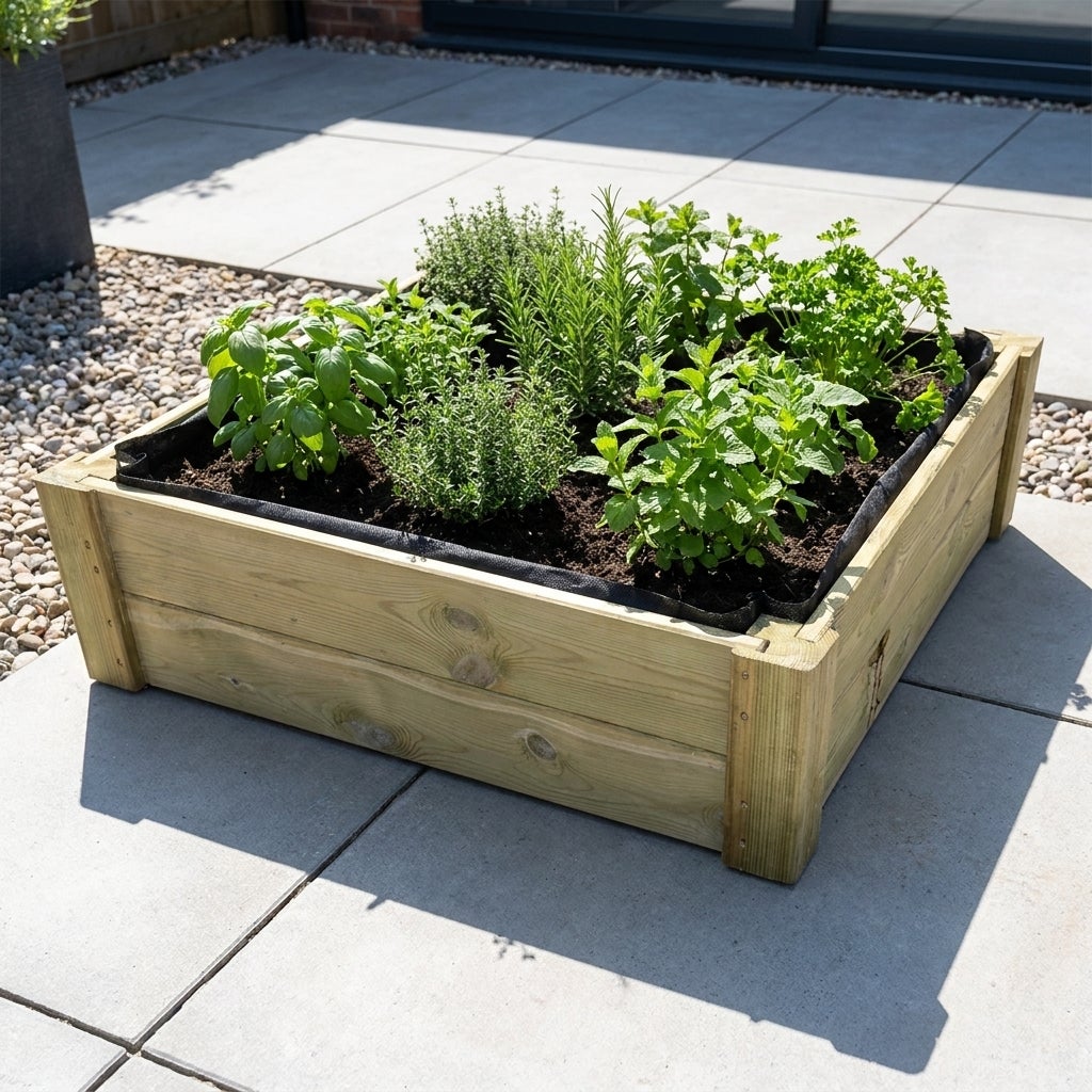 Moestuinbed met Hoekpalen en Worteldoek Geïmpregneerd 80 x 80 x 27 cm