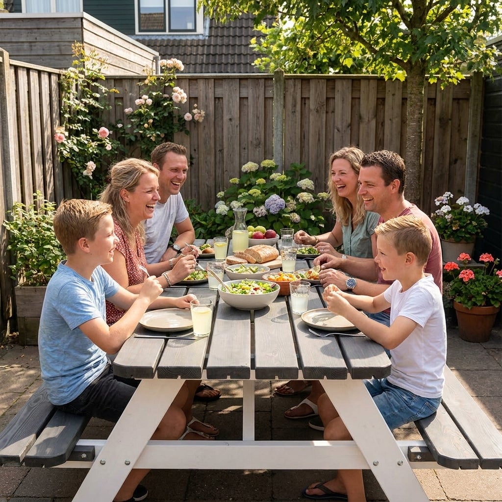 Picknicktafel Deluxe 180 x 70 cm - Grijs / Wit