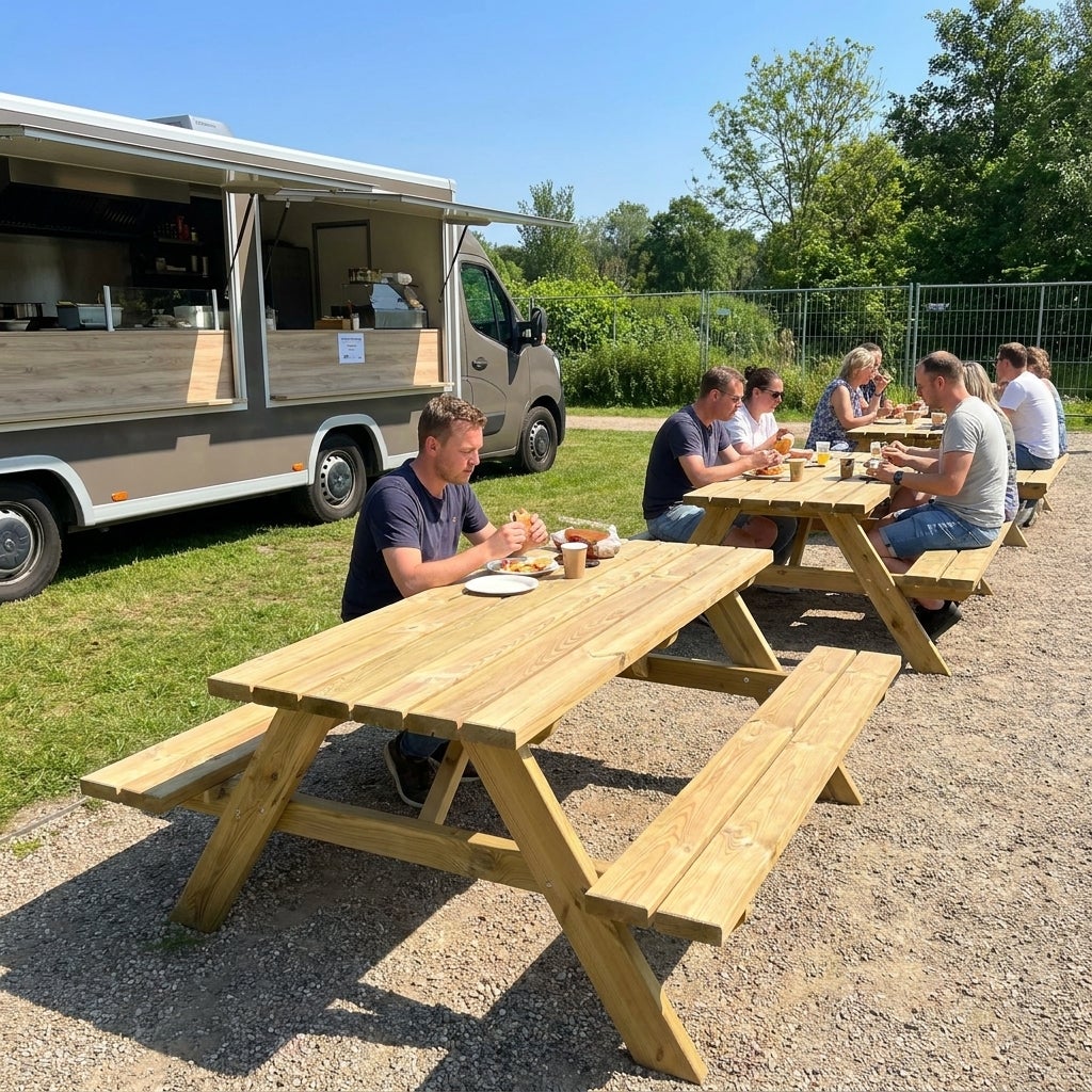 Picknicktafel 180cm Grenenhout Rechte Hoekplanken 6 Persoons