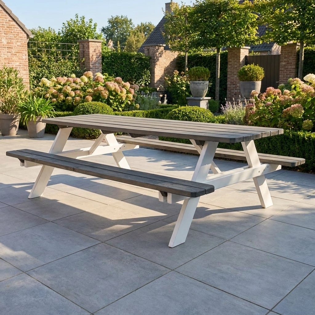 Picknicktafel Deluxe 240 x 70 cm - Grijs / Wit
