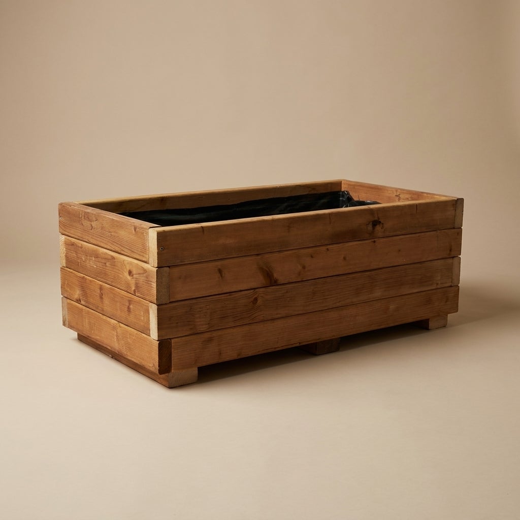 Plantenbak Gerecycled Hout met Worteldoek Bruin Grenen 100x50cm