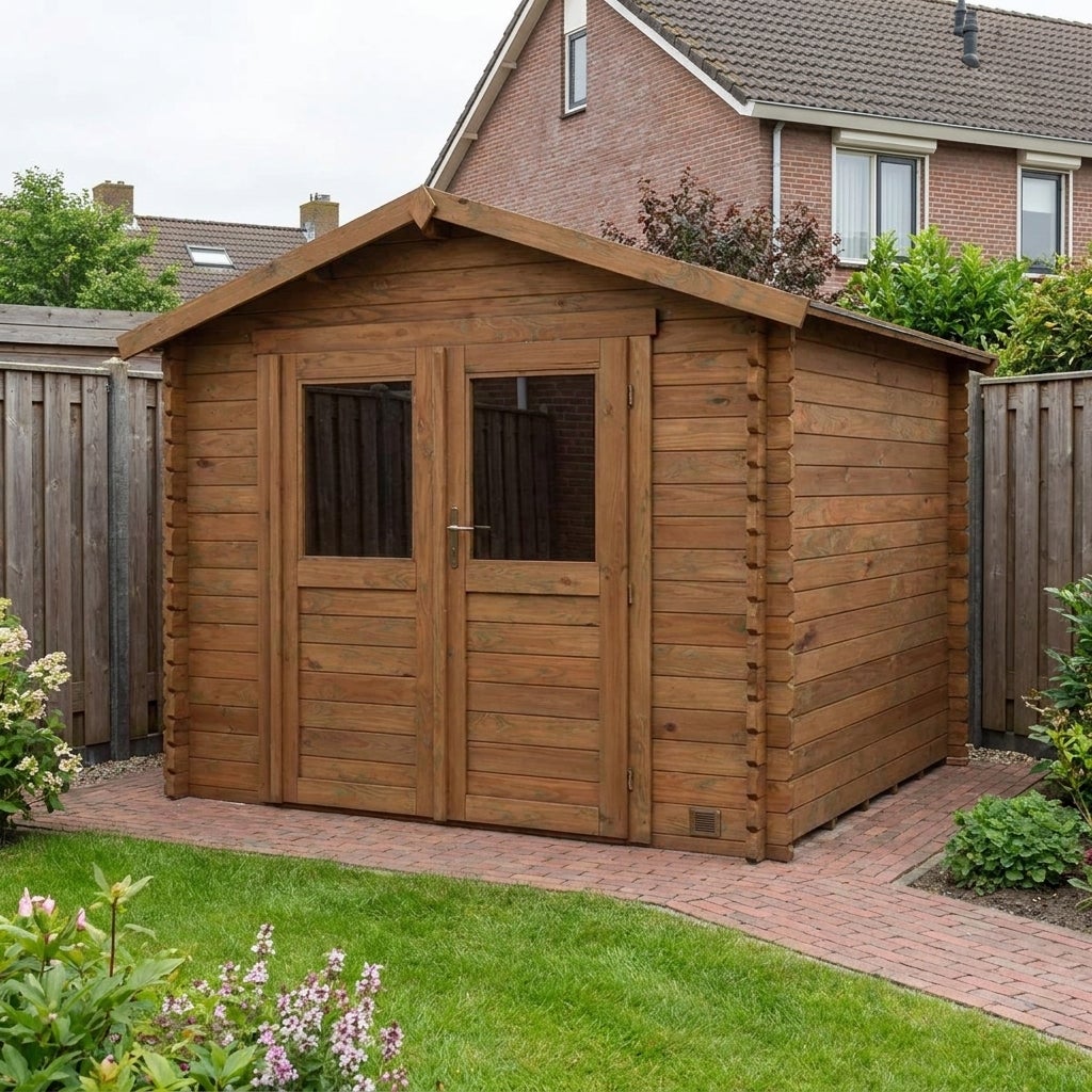 Houten Tuinhuis met Bitumen Dak en Dubbele Deur 269 x 241 cm - 4,9 m²
