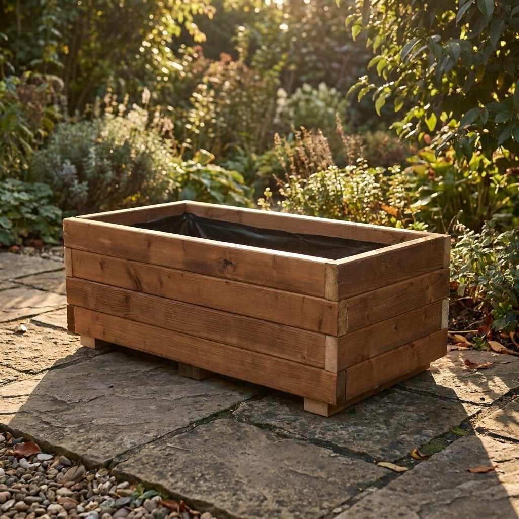 Plantenbak Gerecycled Hout met Worteldoek Bruin Grenen 100x50cm