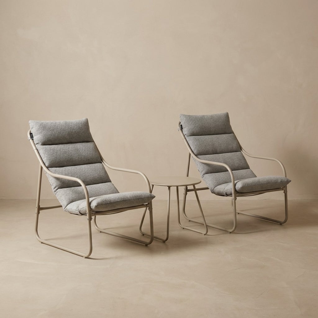 Tivoli Balcony Set 2 Stoelen met Tafel en Kussens Beige/Zand