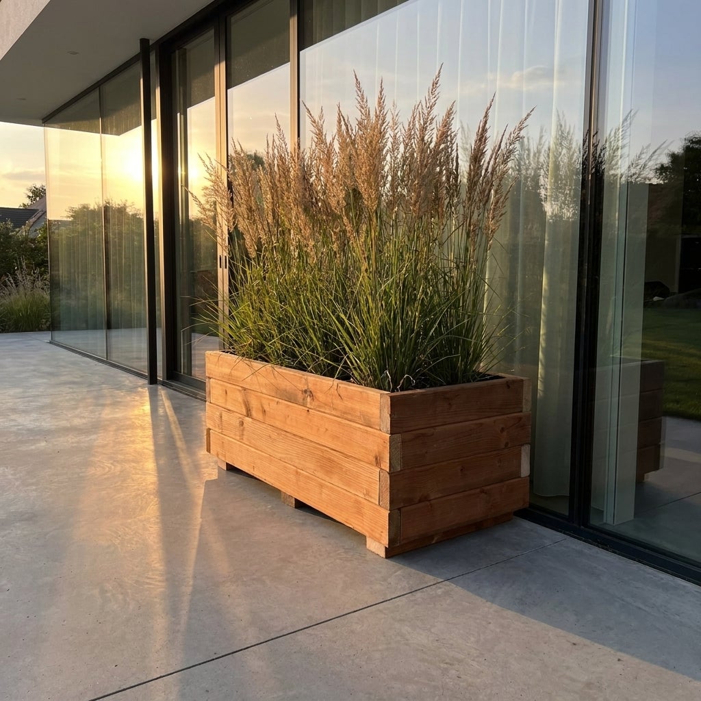 Plantenbak Gerecycled Hout met Worteldoek Bruin Grenen 100x50cm