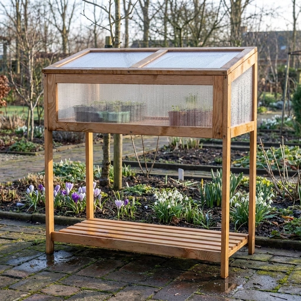 Verhoogde Kweekbak met Kas Deksel Eikenlook 79 x 38 x 86 cm