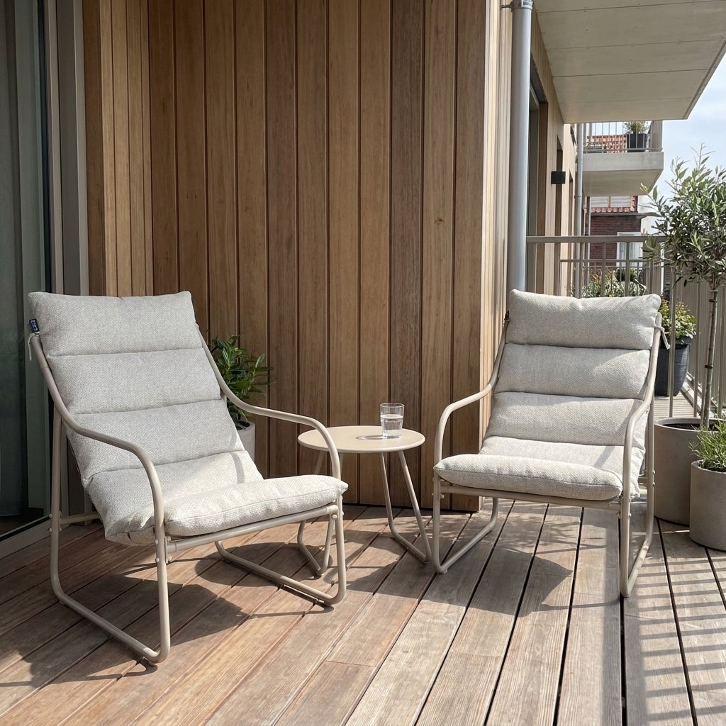 Tivoli Balcony Set 2 Stoelen met Tafel en Kussens Beige/Zand