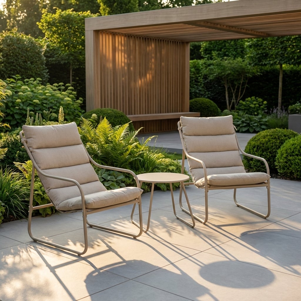 Tivoli Balcony Set 2 Stoelen met Tafel en Kussens Beige/Zand