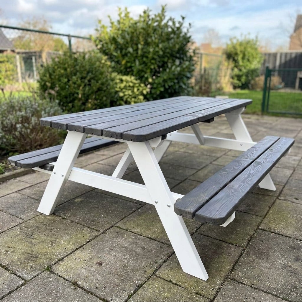 Picknicktafel Deluxe 180 x 70 cm - Grijs / Wit