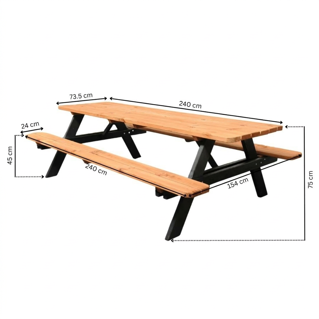 Picknicktafel Deluxe 240 x 70 cm - Bruno Zwart/Teak