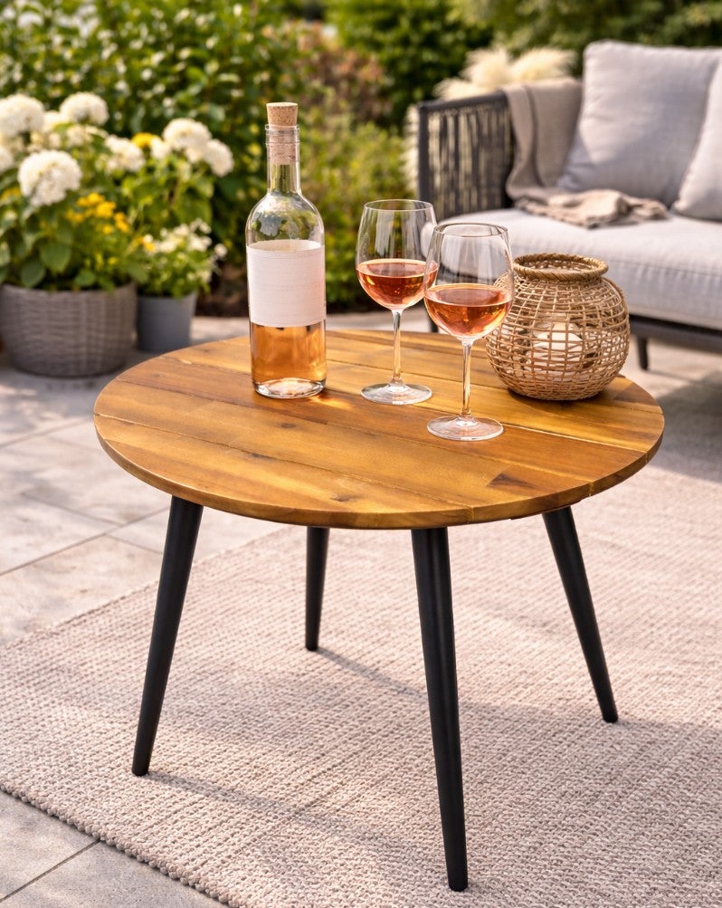 Bijzettafel Charlie 50cm Acacia Hardhout Stalen Poten