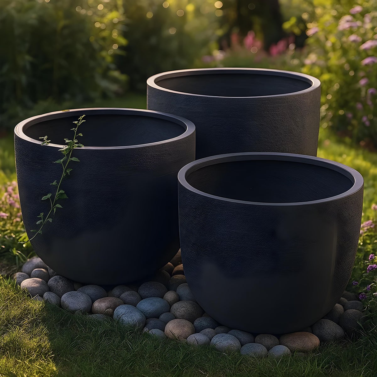 Cactus bloempotten - Set van 3 - Antraciet - Indoor / Outdoor