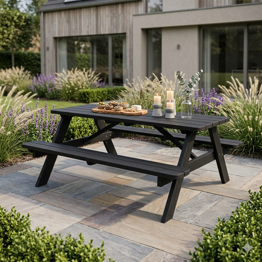 Picknicktafel Deluxe 180 x 70 cm - Zwart