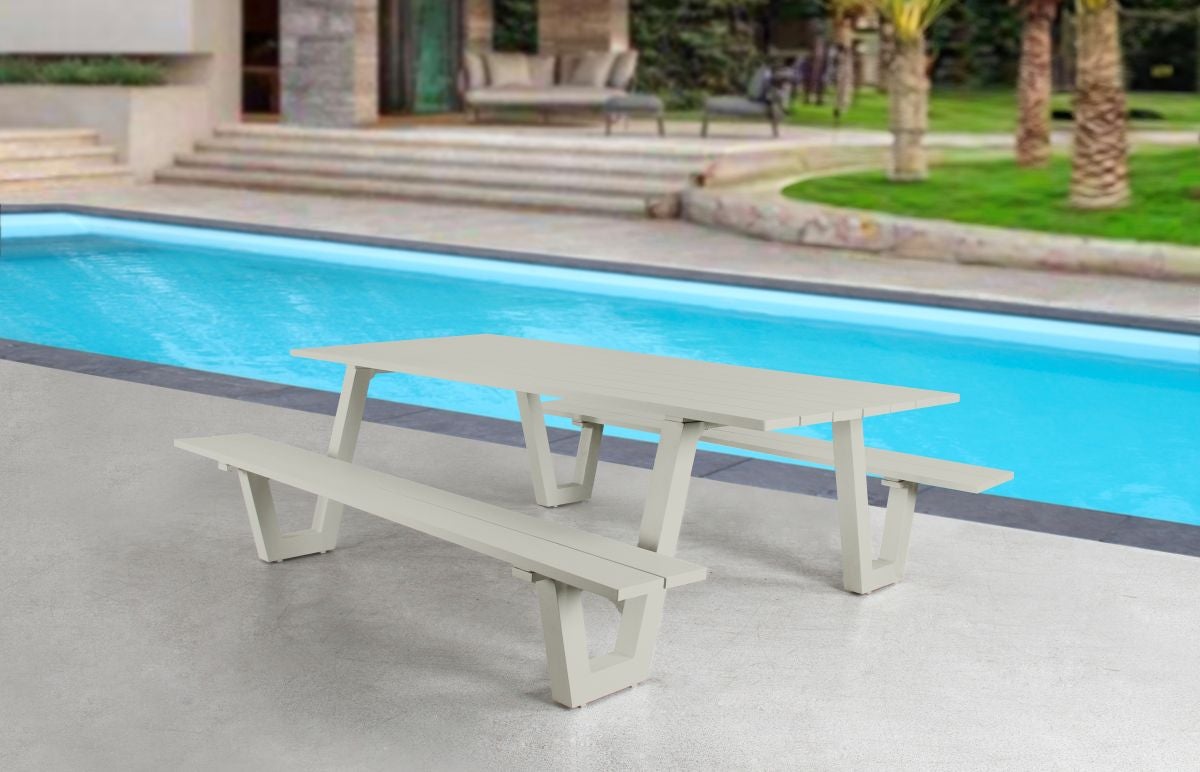 London Aluminium Picknicktafel 180cm Khaki Lichtgrijs