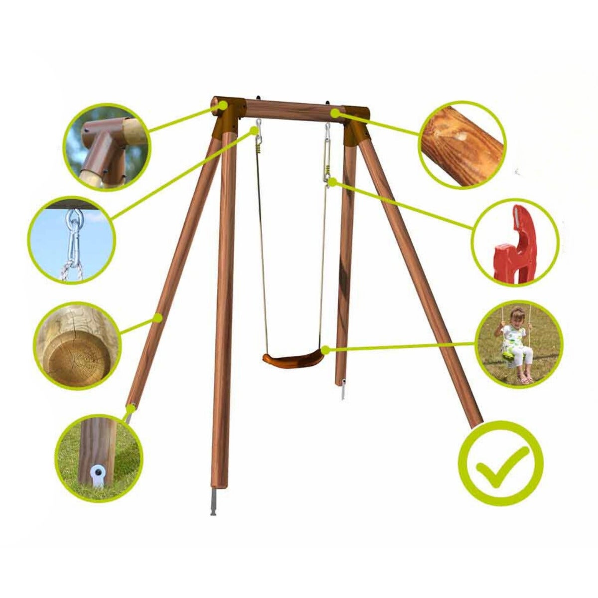 Soulet Enkele Schommel Hanna Hout Vrijstaand 195 x 165 cm